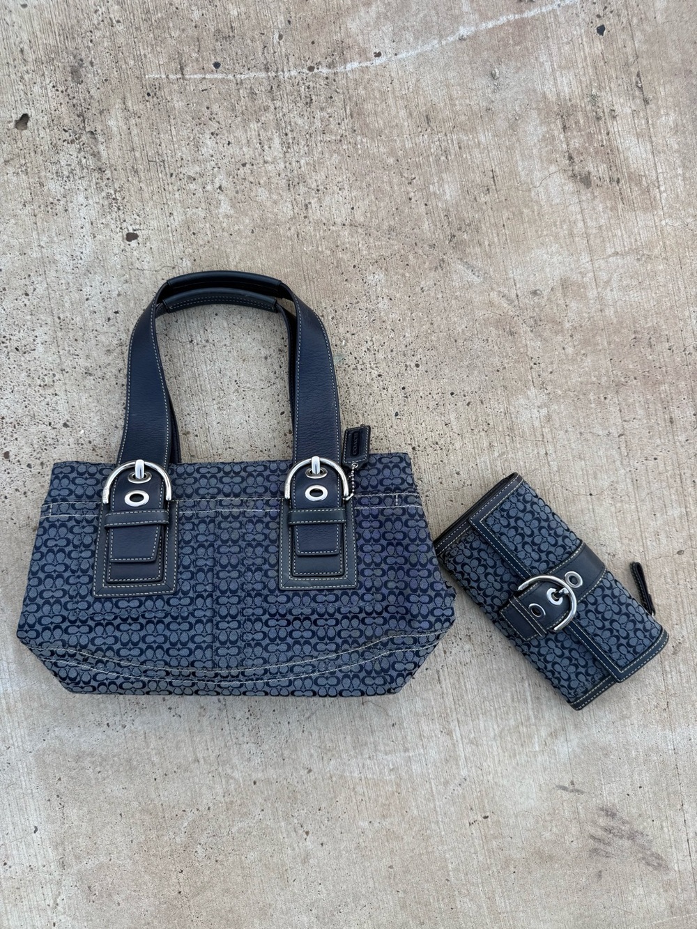 Vintage Y2K Coach SoHo Denim signature tote style E0885-F12310 & matching wallet